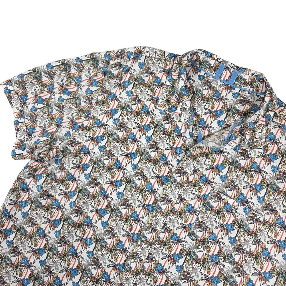 Age of Wisdom Mens XXL Short Sleeve Button Down Shirt Tropical Surfboard Pattern